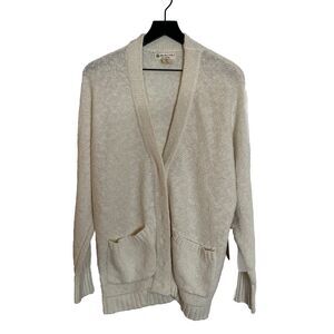 Akini Womens Ivory White Cardigan Sweater Snap Buttons Pockets Womens Sz Small‎